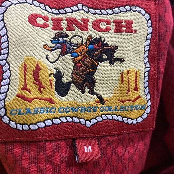 Cinch Classic Cowboy Collection Red Snap Button Long Sleeve Shirt Size Medium - Picture 5 of 9